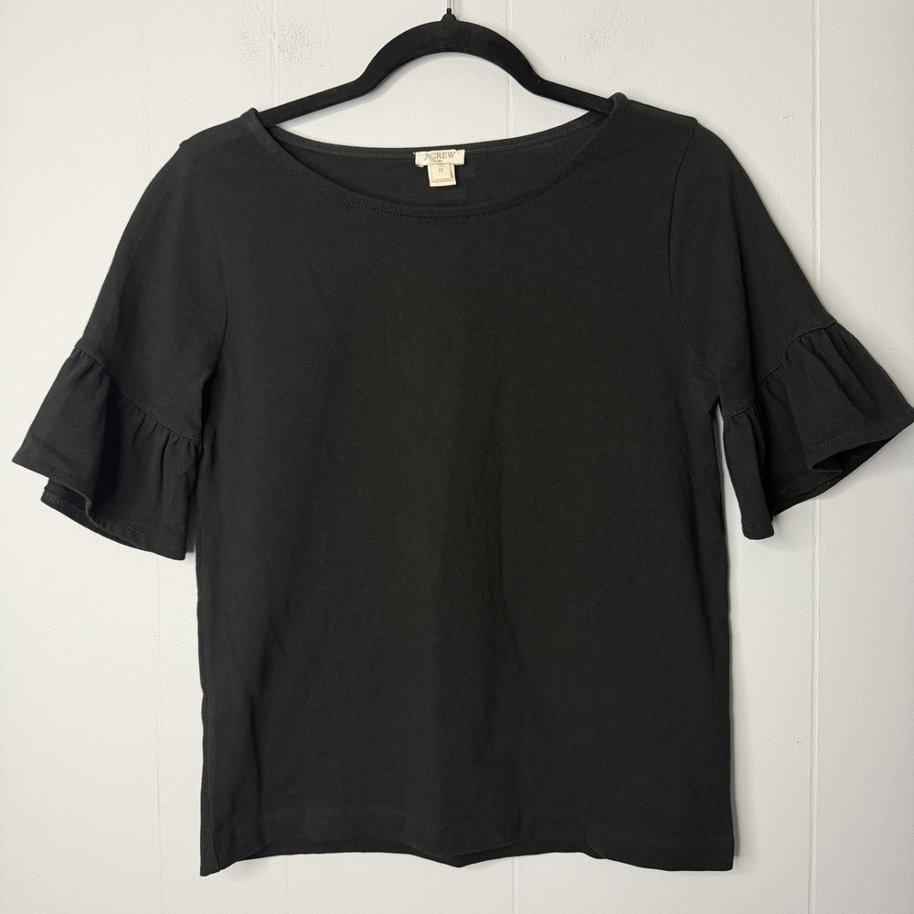 J. Crew Short Sleeve Flared Bell Sleeve Top in Black Womens size XS